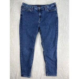 Silver Jeans High Note Skinny Medium Blue Wash Women's Measure Size 18 Plus
